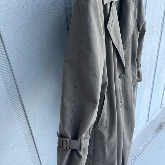 Vintage London Fog Trench Coat Size 4 Olive Taupe Made USA Button-in Liner EUC - Picture 5 of 15